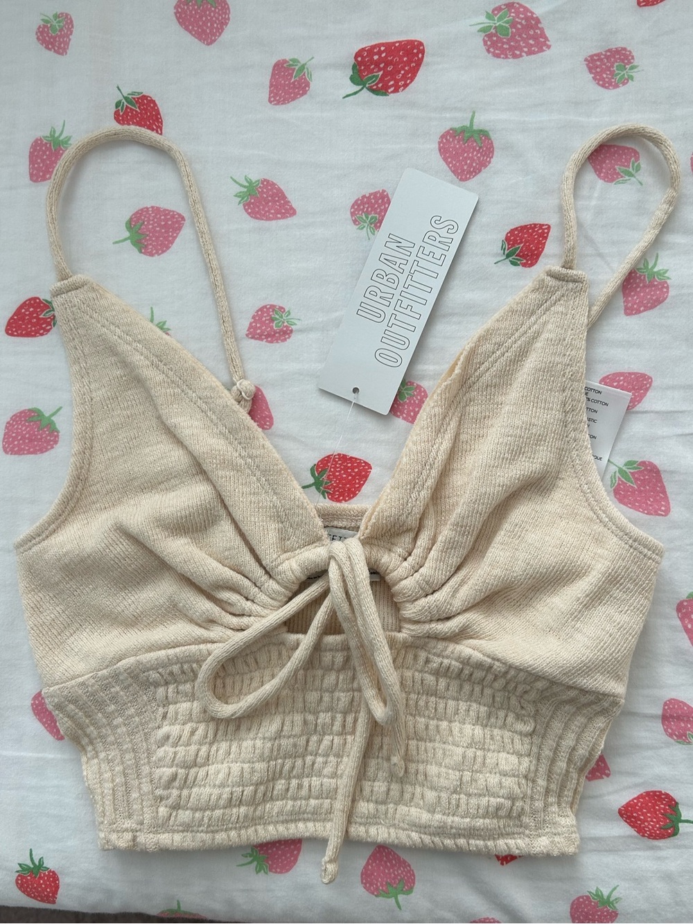 NWT urban outfitters Scarlett Smocked Tie-Front Cami